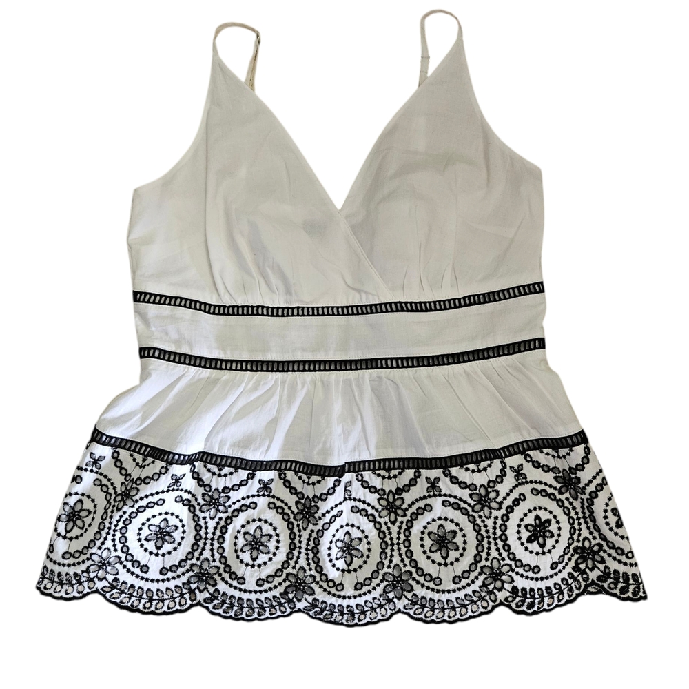 Banana Republic Women's Eyelet Tiered Camisole NEW Size XS White Black